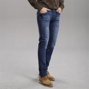 TongLuRen LNZK0009-A Jeans Fashion Men Straight Jeans Slim Stretch Denim Casual Trousers (Blue) (Intl)  