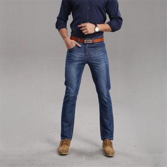 TongLuRen LNZK0011-A Jeans Fashion Men Straight Jeans Slim Stretch Denim Casual Business Trousers (Blue) (Intl)  