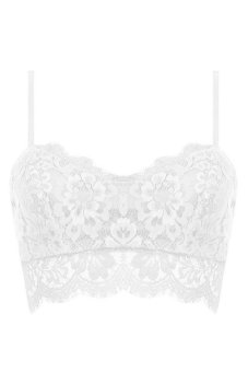 Toprank Floral Lace Cami Tank Top Party Corset Bra Bralet Strap Bodycon Crop Top ( White )  