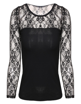 Toprank Long Sleeve Lace Blouse (Black) - intl  