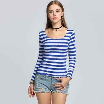 Toprank Long Sleeve Stripe T-shirt (Black/White) - intl  