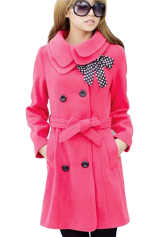 Toprank Luxury Winter Women's Double-Breasted Wool Coat Jacket ( Red )  