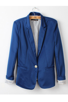 Toprank Women Jackets Candy Basic Coat Slim Suit Ladies Blazer 6 ( Blue )  