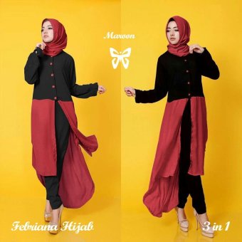 Trend Baju - Hijab Febri Pashmina Celana Uk L - Maroon  