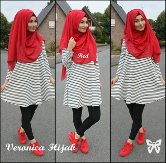Trend Baju - Hijab Salur Pashmina Uk L - Merah  