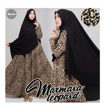 trendshopee Gamis Wanita Muslimah Maxmara Leopard [BLACK]  