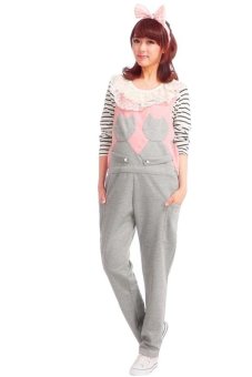 Twinklenorth 536 Maternity Cats Jumpsuit Pink Grey  