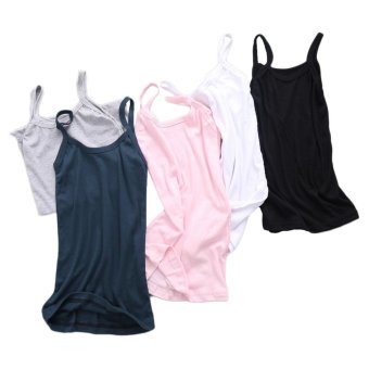 U-neck Sexy Women Plain Camisole Vest Stretchable Backless Slim Sling Tank Tops?Pink) - intl  