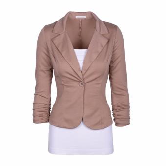 UEBUY Women Fashion Casual One Button Blazers Khaki Color - intl  