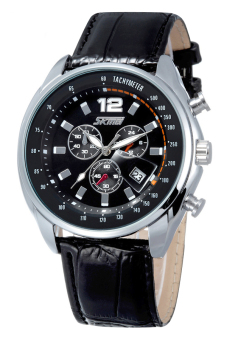 Ufengke Men's Black Leather Strap Watch Uf-Wsk067C  