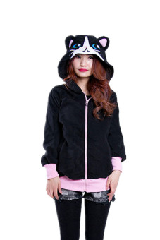 Ufosuit Costume New Black kigurumi Cat hoody cosplay Animal Sweater-black  
