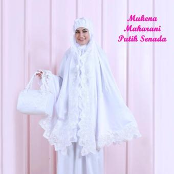 Ukhuwah Mukena Bordir Satin Silk Maharani Original - Putih  