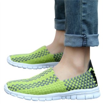 Unisex Fashion Casual Lovers Breathable Sneaker Shoes Woven Leisure Shoes for Running(Green,42)  