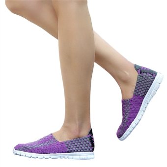 Unisex Fashion Casual Lovers Breathable Sneaker Shoes Woven Leisure Shoes for Running(Purple,44)  