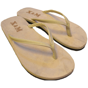 Unisex Flip Flops Sandals Flat Beach Slippers Wedge Rubber (Beige) (Intl)  