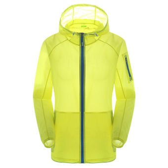 Unisex Outdoor UV Proof Skin Jacket Hooded Lightweight Water Repellent?Fluorescent Green?  