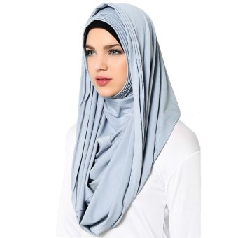 Universal Hijab Instant Arabian Hoodie (Versi Premium) - Abu-abu  