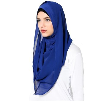 Universal Hijab Instant Arabian Hoodie (Versi Premium) - Biru-Dongker  