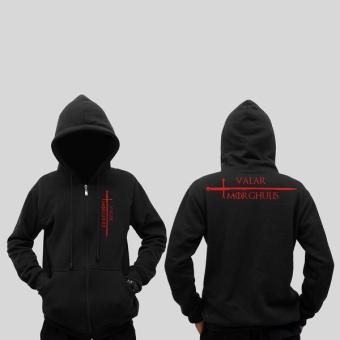 Valar Morghulis Hitam Zipper Hoodie  