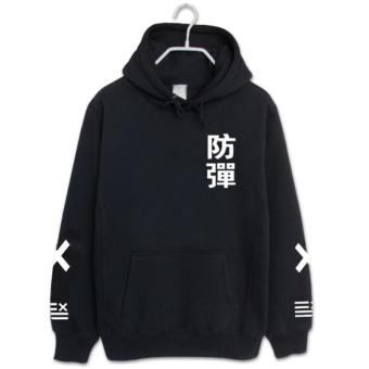 Vangull 2017 new BTS models sweater with plates with a V Hoodie fleece jacket ??black?? - intl  