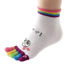 Vanker Cute Cartoon Women Girl Smile Five Fingers Ankle Colors Sports Toe Cotton Socks(White) - Intl