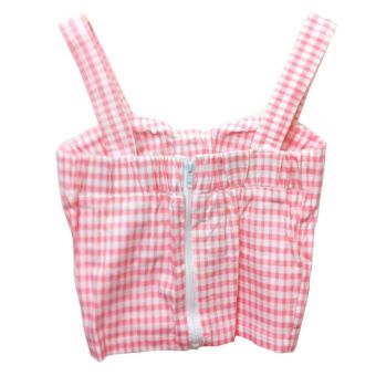Vanker Women Lady Summer Sexy Sleeveless Halter Strappy Tank Crop Top Short Beach Vest(Pink plaid) - intl  