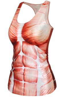 Velishy Muscle Printed Tank Top (White/Red)  