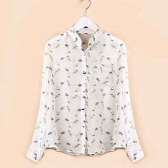 Velishy Women Long Sleeve Shirts Bird Dandelion Printed Dot Multi - Intl  