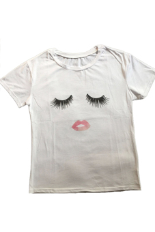 Velishy Women T-Shirts Lips Printed White - Intl  