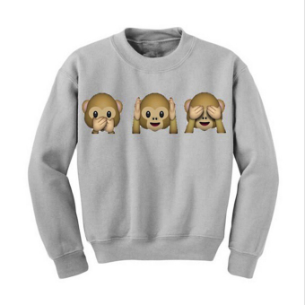 Velishy Women's Sweatshirt 3D Monkey Print Gray (Intl)  