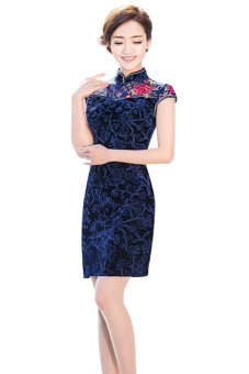 Velvet Cheongsam (Blue)  