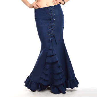 Victorian Gothic Ruffle Fishtail Ruffle Skirt Mermaid Dress?Royal Blue? - intl  