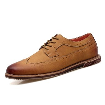 Vintage Men Brogue Shoes Business Formal Round Toe Carved Oxfords Wedding Shoes Retro - intl  