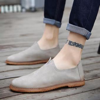Vintage Men Comfortable Slip On Casual Shoes Breathable Loafer British Driving Shoes Grey XZ289 - intl  