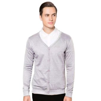 VM Cardigan Sweater Rajut Abu Muda Polos - Long Knitt  