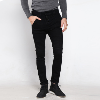 VM Celana Soft Jeans Panjang Slim Model Kancing Hitam  