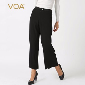 VOA Black Silk Wide Leg Pants Women New Fashion Bloose Straight Trousers - intl  