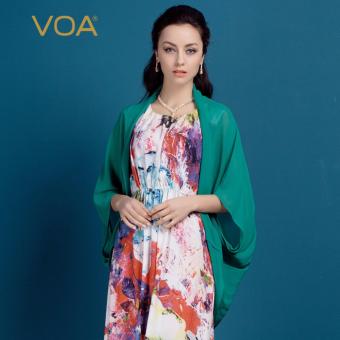 VOA Silk Georgette Long Cardigan Female Shawl Sunscreen Jacket Green - intl  