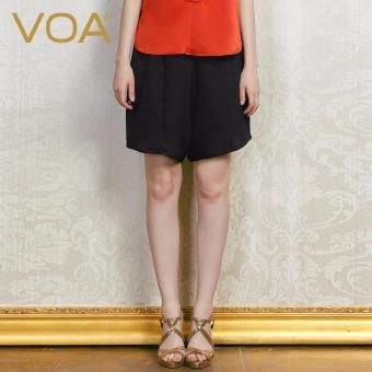 VOA Women's Sexy New Loose Pants Casual Silk Shorts Black - intl  
