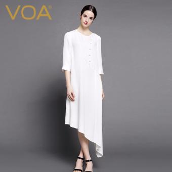 VOA Women's Silk 1/2 Sleeve Shift Maxi Dresses White - intl  