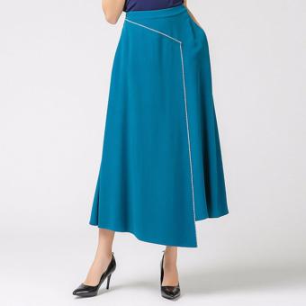 VOA Women's Silk Casual European Asymmetric Maxi Skirts Blue - intl  
