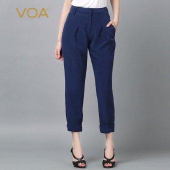 VOA Women's Silk European City Casual Pants Navy Blue - intl  