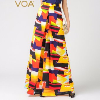 VOA Women's Silk New Fashion Print Loose Casual Wide-Leg Pant Yellow Floral - intl  