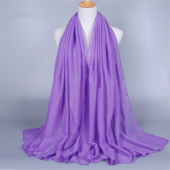 Voile With Pearl Beads Muslim Islamic Scarf Hijab (Lavender) - Intl  