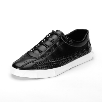 WETIKE Men's Casual Shoes Fashion Microfiber Weave Shoes(Black)  