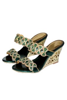 Win8Fong Party Pointed Toe Sandals (Green)  