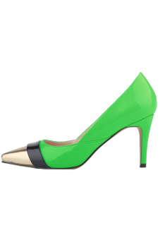 Win8Fong Women's Mid High Heels Pointed Toe Platform Pumps Stiletto Sandal Court Shoes (Green)  