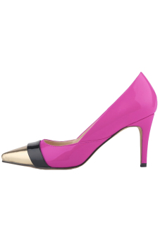 Win8Fong Women's Mid High Heels Pointed Toe Platform Pumps Stiletto Sandal Court Shoes (Purple)  