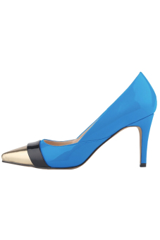 Win8Fong Women's Mid High Heels Pointed Toe Platform Pumps Stiletto Sandal Court Shoes (Sky Blue)  