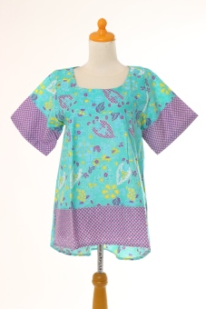 WINGGO Blouse Batik Blus Pastel Pinguin Hijau  